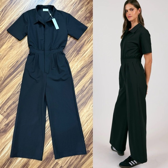 Sage The Label Black Utility-Inspired Zip-up Jumpsuit - Picture 1 of 6